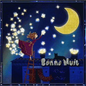 gif animé bonne nuit lune et étoiles